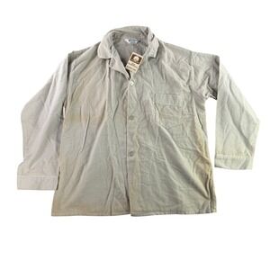Marlowe Pajama Shirt Mens XL Gray Vtg 60s 70s NOS USA Cotton Flannel Button‎ Up